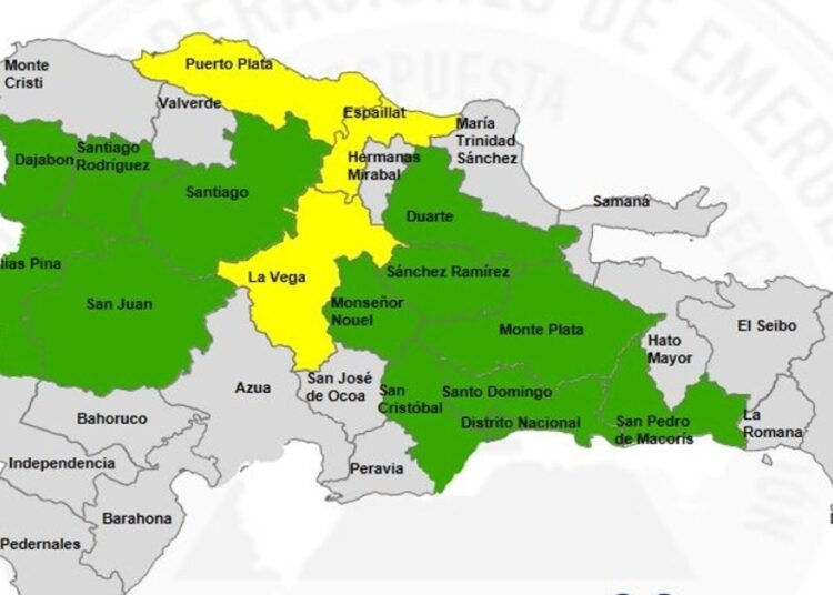 COE eleva alerta por vaguada con aguaceros fuertes y granizadas en 15 provincias y el Distrito Nacional