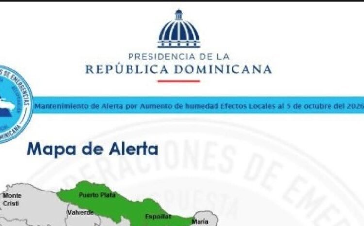 Alerta verde en La Vega, Puerto Plata y Espaillat por fuertes aguaceros y tronadas