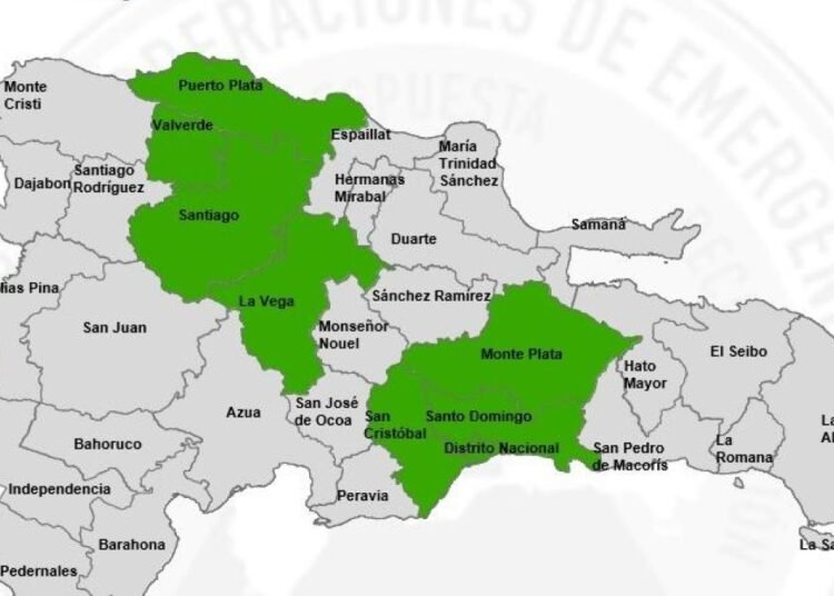 COE declara alerta verde para ocho demarcaciones por riesgo de inundaciones debido a fuertes lluvias