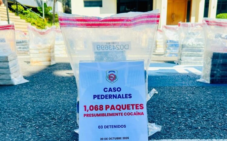 DNCD confisca más de una tonelada de cocaína en Pedernales y arresta a tres colombianos
